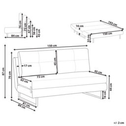 Beliani Sofa Bed 3 Seater Jerslev Fabric Light Brown - thumbnail 3