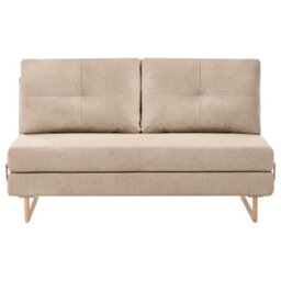 Beliani Sofa Bed 3 Seater Jerslev Fabric Light Brown - thumbnail 1