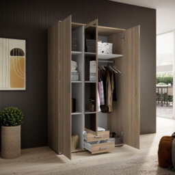 Arte Elegant Karl 3-Door Hinged Wardrobe With Mirror W1200mm H1960mm D535mm - Oak Sonoma, Spacious Storage, Modern Design - thumbnail 4