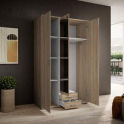 Arte Elegant Karl 3-Door Hinged Wardrobe With Mirror W1200mm H1960mm D535mm - Oak Sonoma, Spacious Storage, Modern Design - thumbnail 5