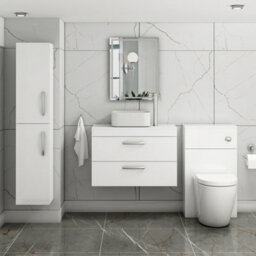 Royal Bathrooms 800mm Wall Hung Vanity Unit 2 Drawer Gloss White & Elena Countertop Basin - thumbnail 2