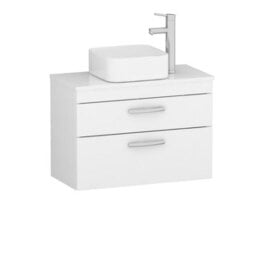 Royal Bathrooms 800mm Wall Hung Vanity Unit 2 Drawer Gloss White & Elena Countertop Basin - thumbnail 4