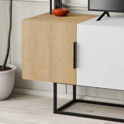 Decortie Tontini Modern Tv Unit Multimedia Centre Oak White With Storage Tv Cabinet 140Cm - thumbnail 6