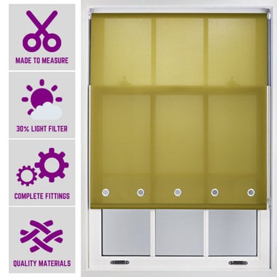 Made To Measure Daylight Roller Blind With Chrome Round Eyelets By Furnished - Green (W)240Cm X (L)210Cm - image 1