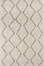 The Rugs Moroccan Shaggy Rugs And Runners Soft Fluffy Wavy Trellis Design High Pile Beige And Ivory Living Room Kitchen Hallway 830 - thumbnail 2