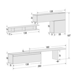 Decorotika Faro Moduler Modern Tv Unit Wall Mount Customizable Layout High Gloss White - thumbnail 6