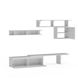 Decorotika Faro Moduler Modern Tv Unit Wall Mount Customizable Layout High Gloss White - thumbnail 5