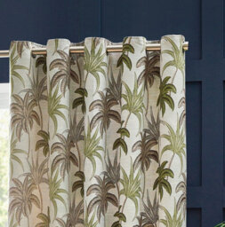 Wylder Galapagos Jacquard Room Darkening Eyelet Curtain Pair Green (W)168Cm X (D)183Cm - thumbnail 2