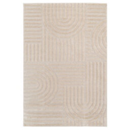 Loomed Beige Geometric Groove Living Area Rug 190Cm X 280Cm - thumbnail 1