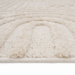 Loomed Beige Geometric Groove Living Area Rug 190Cm X 280Cm - thumbnail 3