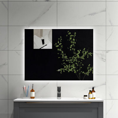 Sline 800X600mm Rectangular Led Bathroom Mirror 6000K Cold White Light Touch Control With Memory Function - image 1