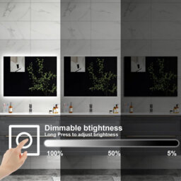 Sline 800X600mm Rectangular Led Bathroom Mirror 6000K Cold White Light Touch Control With Memory Function - thumbnail 3