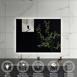 Sline 800X600mm Rectangular Led Bathroom Mirror 6000K Cold White Light Touch Control With Memory Function - thumbnail 2