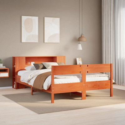 Berkfield Bookcase Bed Without Mattress Wax Brown 150X200 Cm King Size Solid Wood Pine - image 1