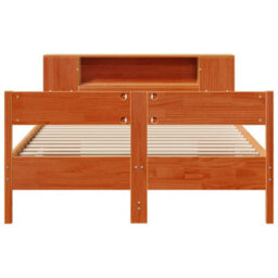 Berkfield Bookcase Bed Without Mattress Wax Brown 150X200 Cm King Size Solid Wood Pine - thumbnail 4
