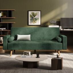 Yaheetech Modern Corduroy Sofa Bed 3 Seater Click Clack Sofa Settee Recliner Couch, Green