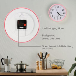 Divchi Wall Clock Silent & Non-Ticking Modern Battery Operated Digital Quiet Sweep Office Home School Kitchen Decor Clocks Pink - thumbnail 4