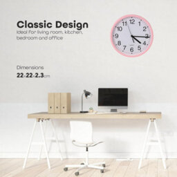 Divchi Wall Clock Silent & Non-Ticking Modern Battery Operated Digital Quiet Sweep Office Home School Kitchen Decor Clocks Pink - thumbnail 5