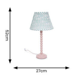 Valuelights Bobbles Rose Pink Bobbin Table Lamp With Green Arrow Pleated Shade - thumbnail 6