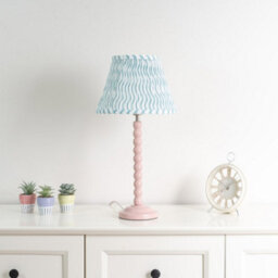 Valuelights Bobbles Rose Pink Bobbin Table Lamp With Green Arrow Pleated Shade - thumbnail 4