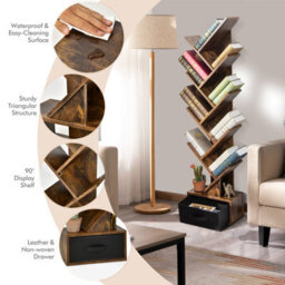 Costway 59 Inch Tree Bookshelf Free-Standing Bookcase With 10 Shelves - thumbnail 5