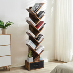 Costway 59 Inch Tree Bookshelf Free-Standing Bookcase With 10 Shelves - thumbnail 3