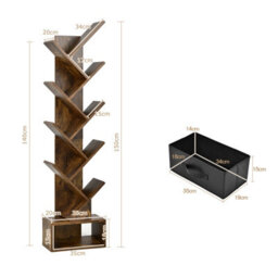 Costway 59 Inch Tree Bookshelf Free-Standing Bookcase With 10 Shelves - thumbnail 2