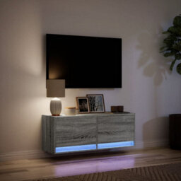 Berkfield Tv Wall Cabinet With Led Lights Grey Sonoma 100X31X35 Cm - thumbnail 5