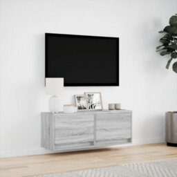 Berkfield Tv Wall Cabinet With Led Lights Grey Sonoma 100X31X35 Cm - thumbnail 4