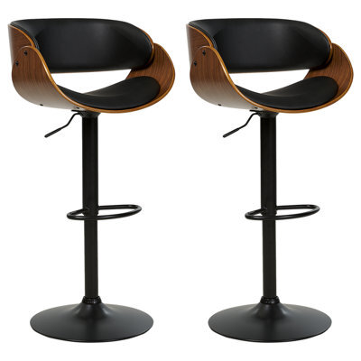 Beliani Set Of 2 Bar Chairs Baku Ii Faux Leather Swivel Black - image 1