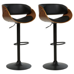 Beliani Set Of 2 Bar Chairs Baku Ii Faux Leather Swivel Black - thumbnail 1