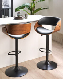 Beliani Set Of 2 Bar Chairs Baku Ii Faux Leather Swivel Black - thumbnail 2