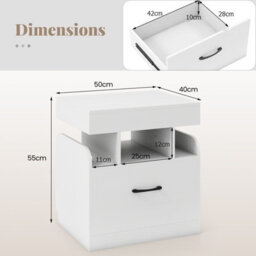 Gainoom White Modern Side Table Bedside Table Nightstand With Drawer & Sliding Top Storage - thumbnail 2