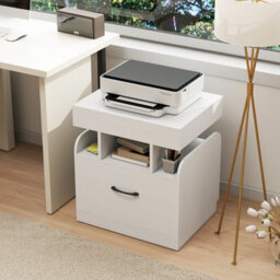 Gainoom White Modern Side Table Bedside Table Nightstand With Drawer & Sliding Top Storage - thumbnail 5