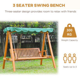 Outsunny 3 Seater Garden Swing Seat With Canopy, Green - thumbnail 6