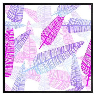 "Andrew Lee Purple Feathers (Picutre Frame) / 12X12"" / Black" - image 1