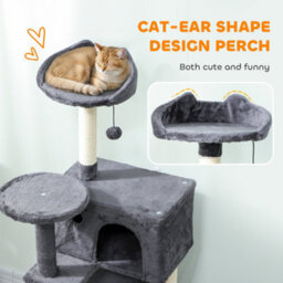 140Cm Pawhut Cat Tree With Sisal Scratching Posts, Cat Houses, Dark Grey - thumbnail 5