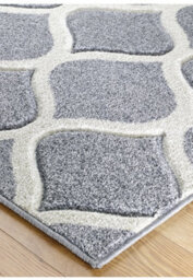 Melrose Carved Trellis Patterned X-Large Grey Area Rug 200X290Cm - thumbnail 4