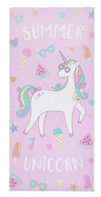 Catherine Lansfield Summer Unicorn Multi 100% Cotton Beach Towel