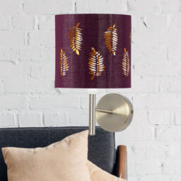 First Choice Lighting Set Of 2 Brea - Antique Brass Wall Lights With Burgundy Fern Shades - thumbnail 4