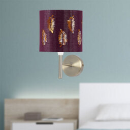 First Choice Lighting Set Of 2 Brea - Antique Brass Wall Lights With Burgundy Fern Shades - thumbnail 3