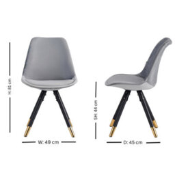 Life Interiors Single Light Grey Sofia Ergonomic Modern Dining Chair Upholstered In Velvet, Metal Legs With Gold End Tips - thumbnail 7