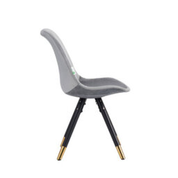 Life Interiors Single Light Grey Sofia Ergonomic Modern Dining Chair Upholstered In Velvet, Metal Legs With Gold End Tips - thumbnail 3