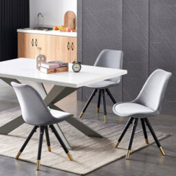 Life Interiors Single Light Grey Sofia Ergonomic Modern Dining Chair Upholstered In Velvet, Metal Legs With Gold End Tips - thumbnail 8