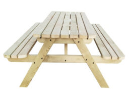 Arbor Garden Solutions Fortem Rounded Pub Style Picnic Table Benches Set (8Ft, Natural Finish) - thumbnail 4