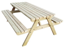 Arbor Garden Solutions Fortem Rounded Pub Style Picnic Table Benches Set (8Ft, Natural Finish) - thumbnail 3