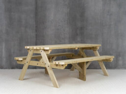 Arbor Garden Solutions Fortem Rounded Pub Style Picnic Table Benches Set (8Ft, Natural Finish) - thumbnail 2