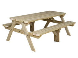 Arbor Garden Solutions Fortem Rounded Pub Style Picnic Table Benches Set (8Ft, Natural Finish) - thumbnail 1