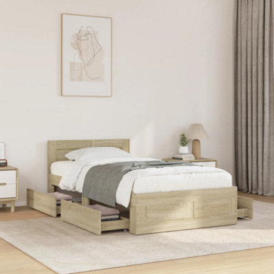 Walplus Bed Frame With Headboard Without Mattress Sonoma Oak 100X200 Cm - image 1