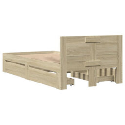 Walplus Bed Frame With Headboard Without Mattress Sonoma Oak 100X200 Cm - thumbnail 7
